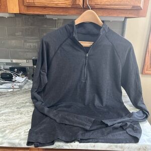 Lululemon Men Athletic Pullover Half-Zip Seamless Black Long Sleeve Run Yoga L